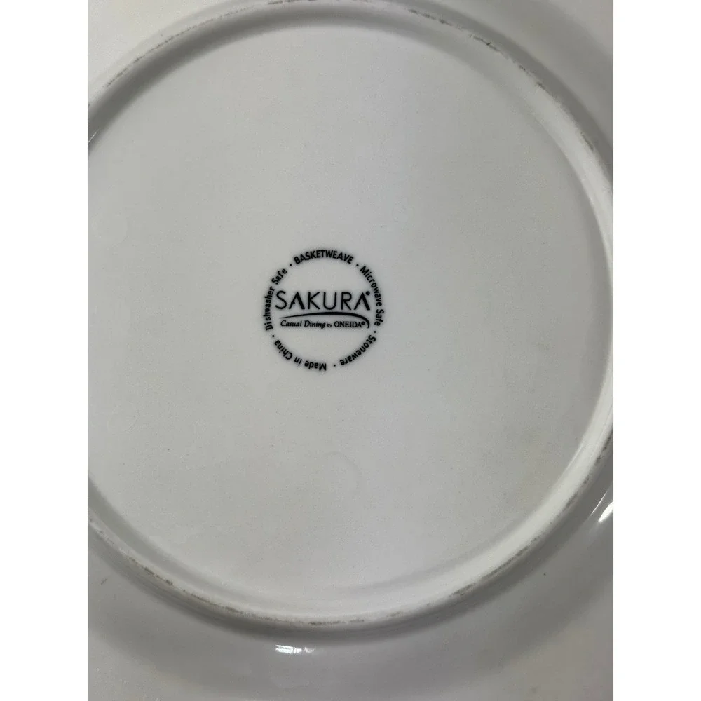 Sakura Oneida Basketweave White Stoneware Dinner Plate‎ 10.5 Inch